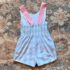 Beaufort Bonnet gurls Blue and Pink lined Romper 6
